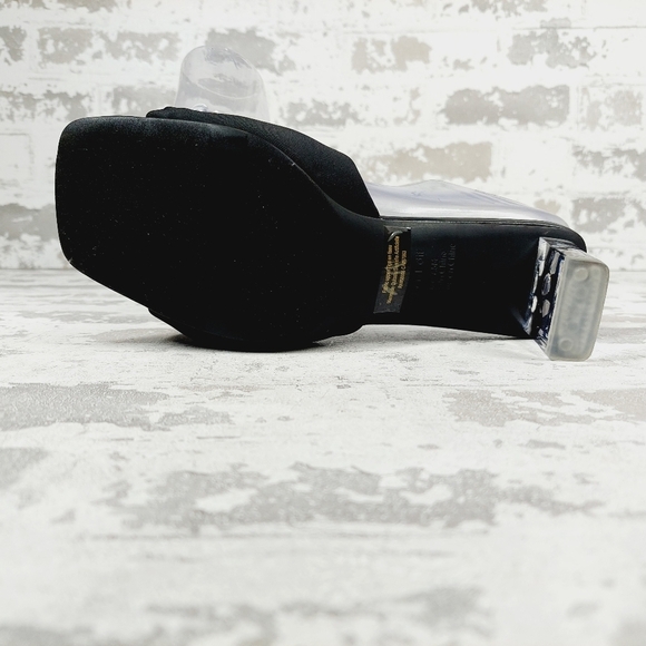 New Open Edit Cleo Black Square Toe Heeled Slide Sandals T314 - Picture 8 of 13